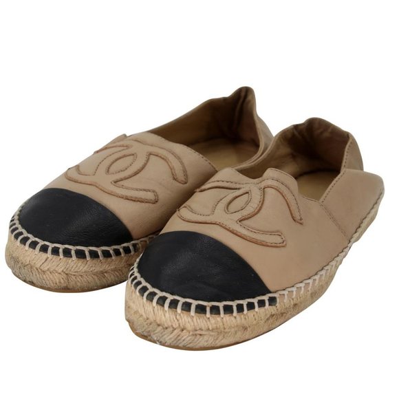 Chanel Espadrille CC 35 Leather Cap Toe Flats CC-S0207P-C029 - Picture 4 of 10